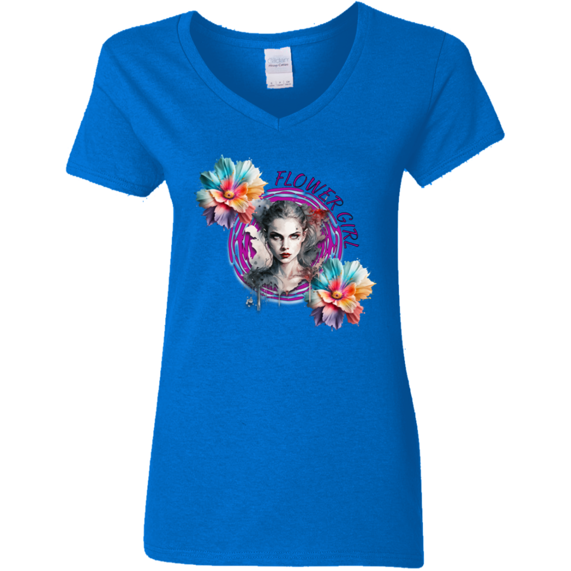 Flower Girl Ladies' 5.3 oz. V-Neck T-Shirt