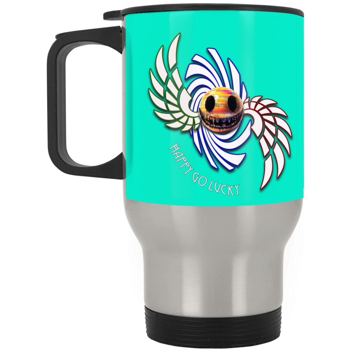 Happy Go Lucky Silver Stainless Travel Mug