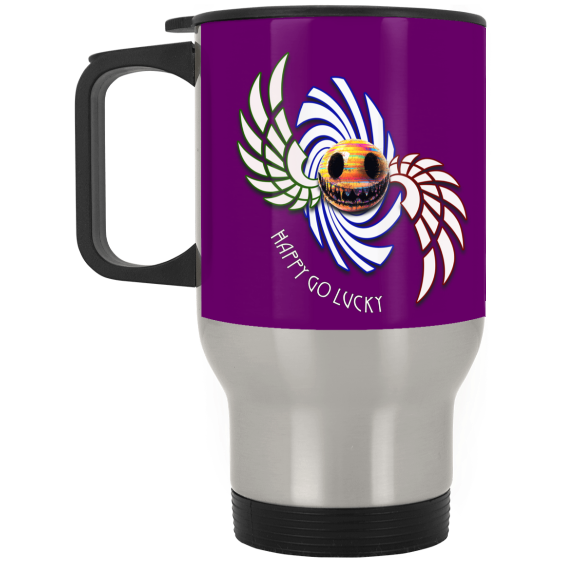 Happy Go Lucky Silver Stainless Travel Mug