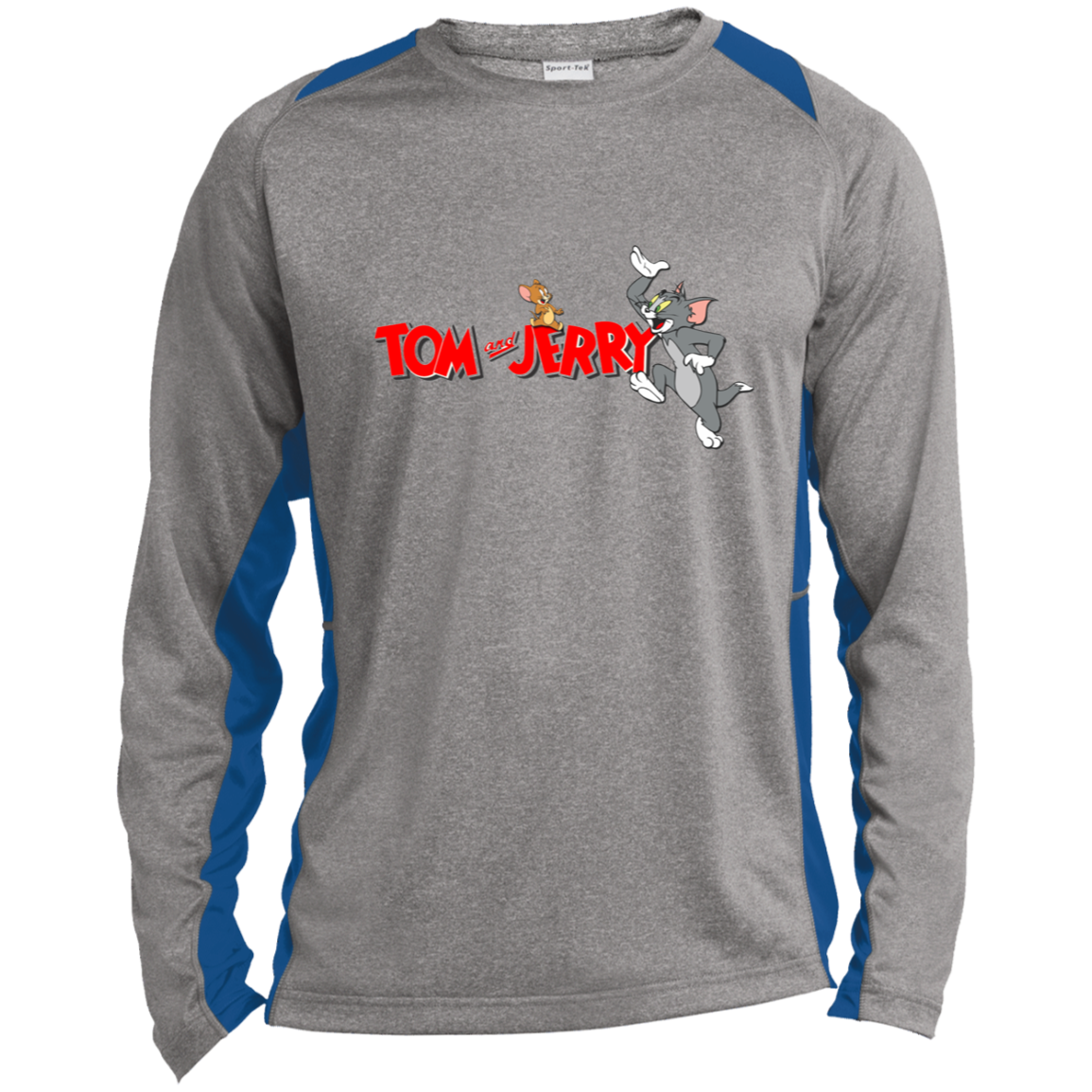 Tom and Jerry Long Sleeve Heather Colorblock Performance Tee
