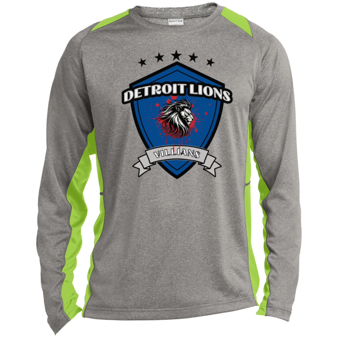 Detroit Lions Villian Long Sleeve Heather Colorblock Performance Tee