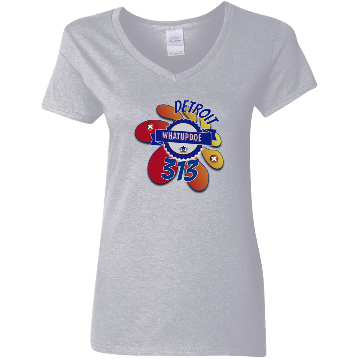 Detroit Whatupdoe 313 Ladies' 5.3 oz. V-Neck T-Shirt