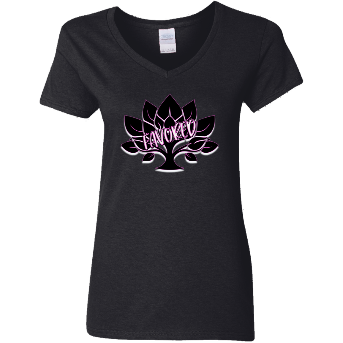 Hot Pink Favored Ladies' 5.3 oz. V-Neck T-Shirt