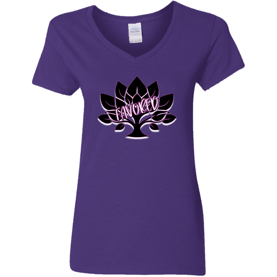 Hot Pink Favored Ladies' 5.3 oz. V-Neck T-Shirt
