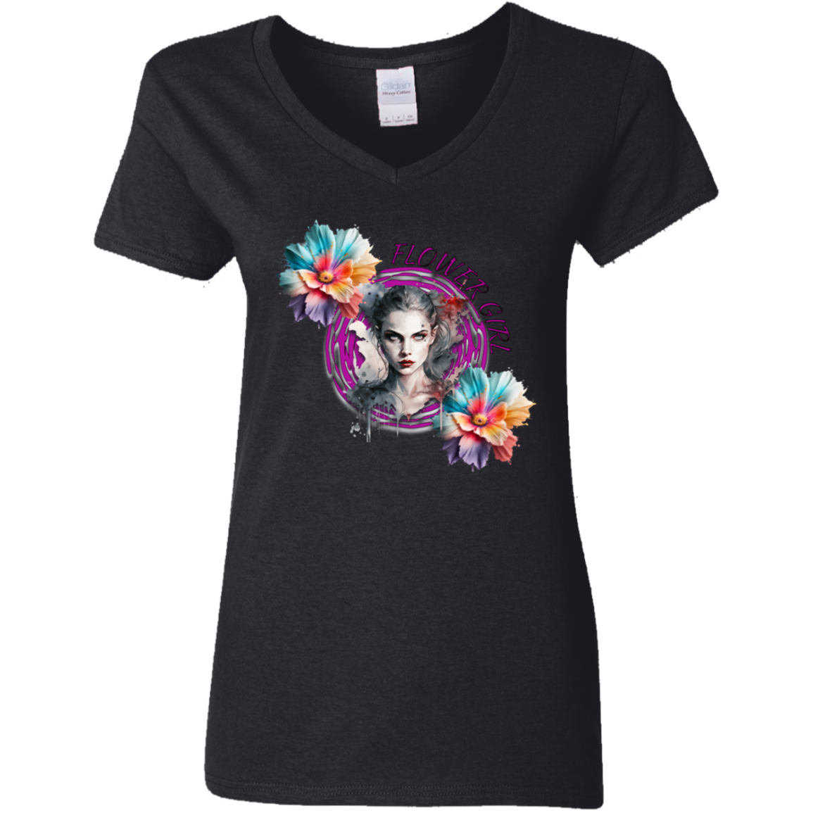 Flower Girl Ladies' 5.3 oz. V-Neck T-Shirt
