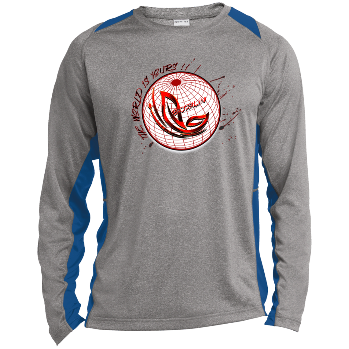 Bossilini Long Sleeve Heather Colorblock Performance Tee