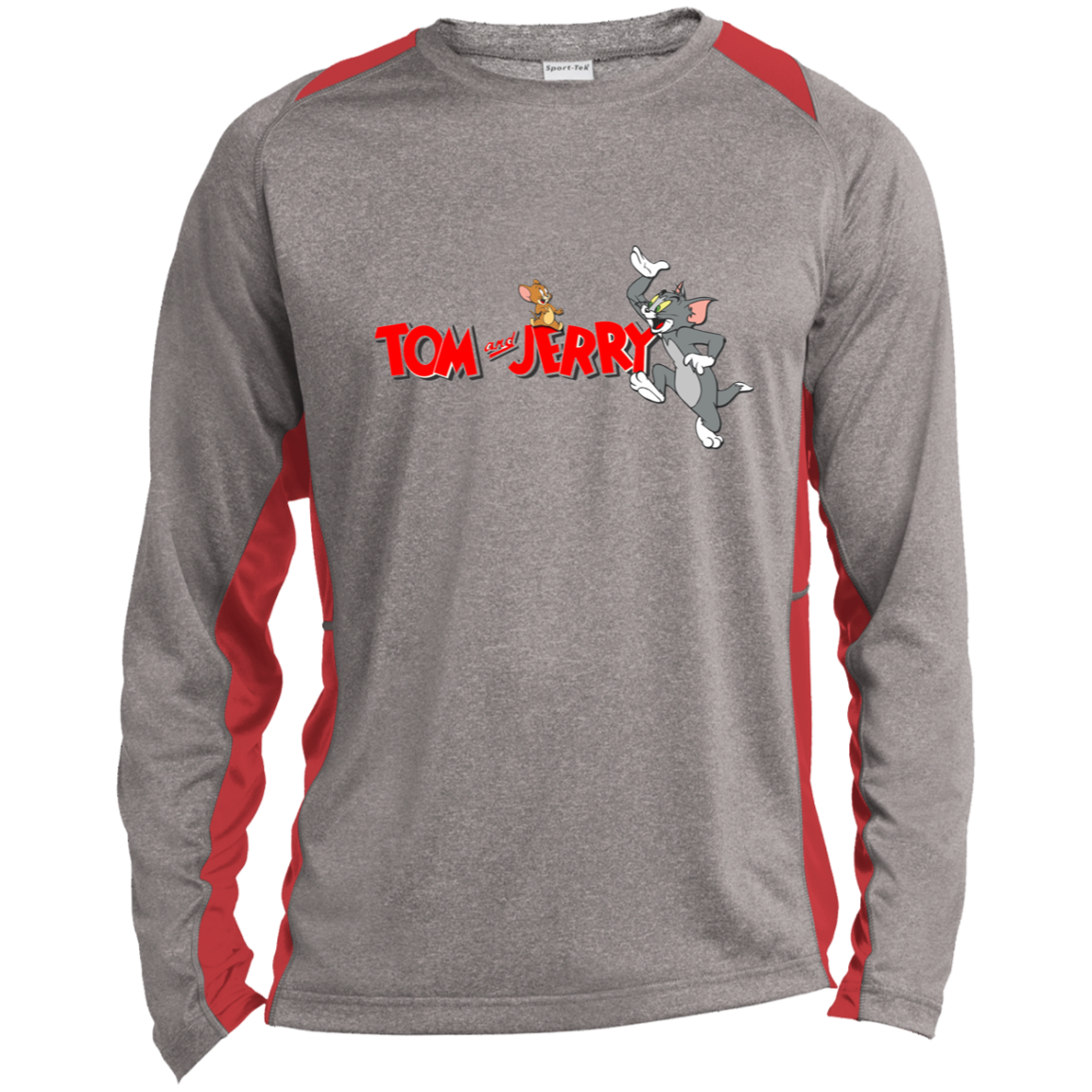 Tom and Jerry Long Sleeve Heather Colorblock Performance Tee