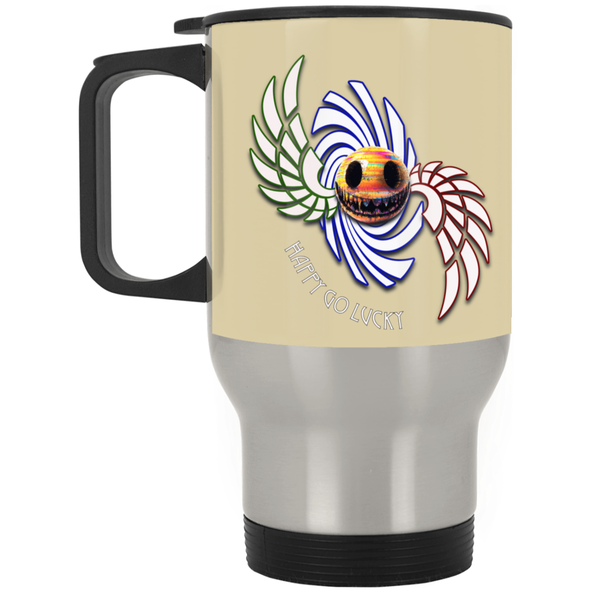Happy Go Lucky Silver Stainless Travel Mug