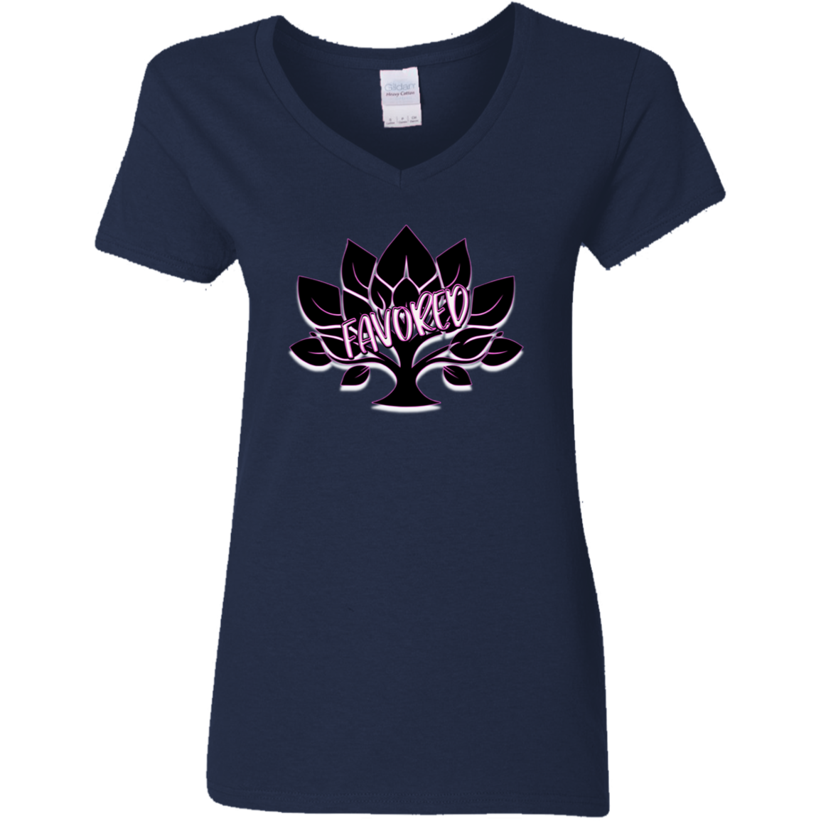 Hot Pink Favored Ladies' 5.3 oz. V-Neck T-Shirt