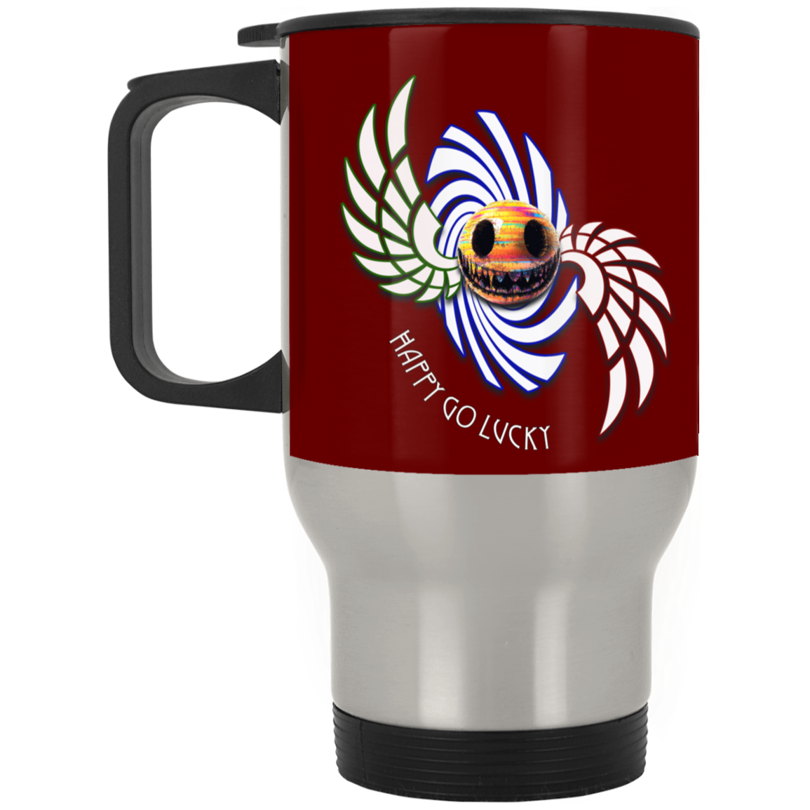 Happy Go Lucky Silver Stainless Travel Mug