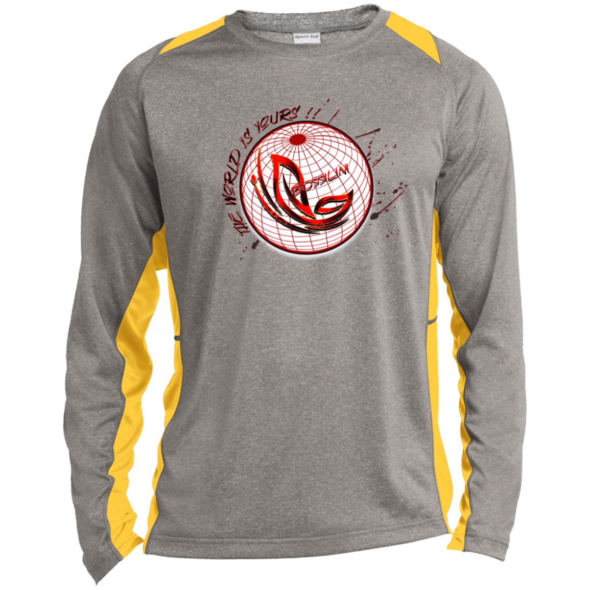 Bossilini Long Sleeve Heather Colorblock Performance Tee