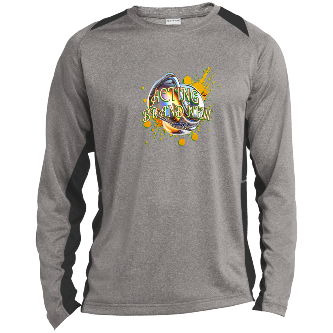 Acting Brand New Long Sleeve Heather Colorblock Performance Tee