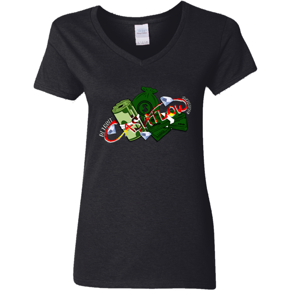 Detroit Cashflow Grinders Ladies' 5.3 oz. V-Neck T-Shirt