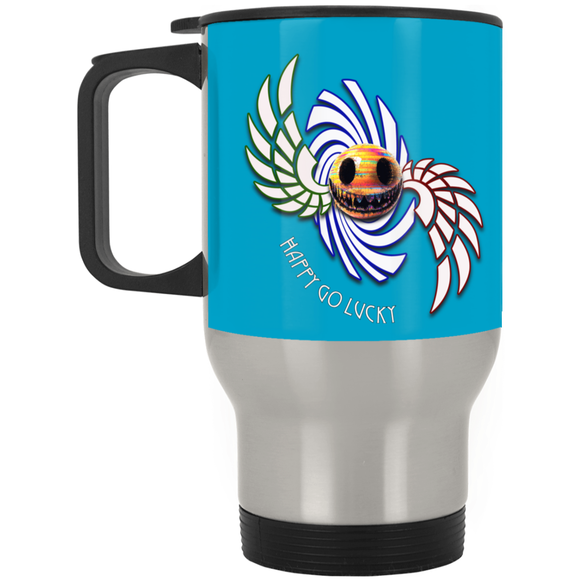 Happy Go Lucky Silver Stainless Travel Mug