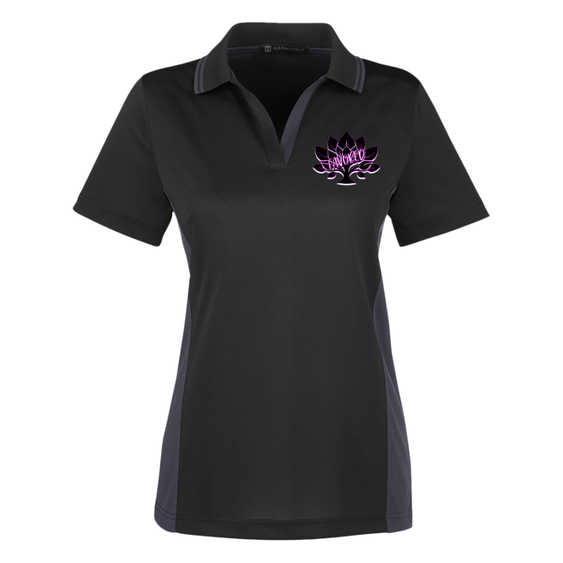Favored Pink Harriton Women's Colorblock Polo