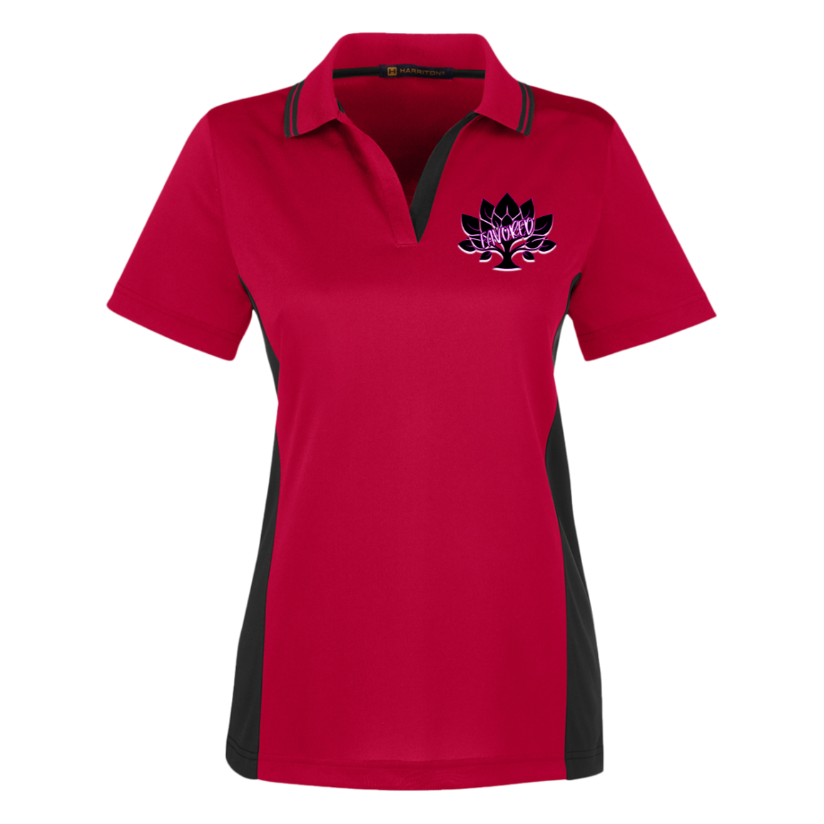 Favored Pink Harriton Women's Colorblock Polo