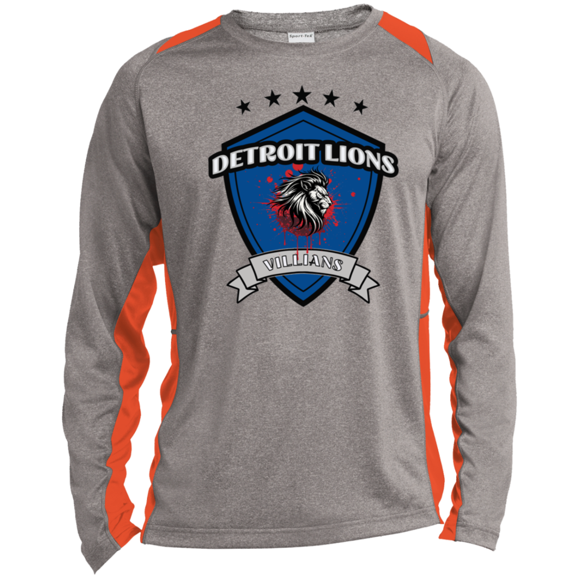 Detroit Lions Villian Long Sleeve Heather Colorblock Performance Tee