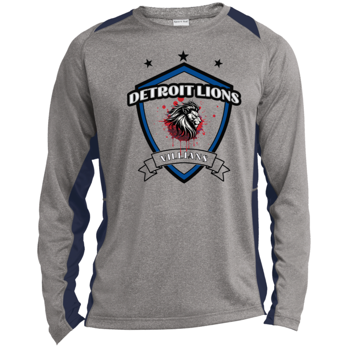 Detroit Lions Villian Long Sleeve Heather Colorblock Performance Tee