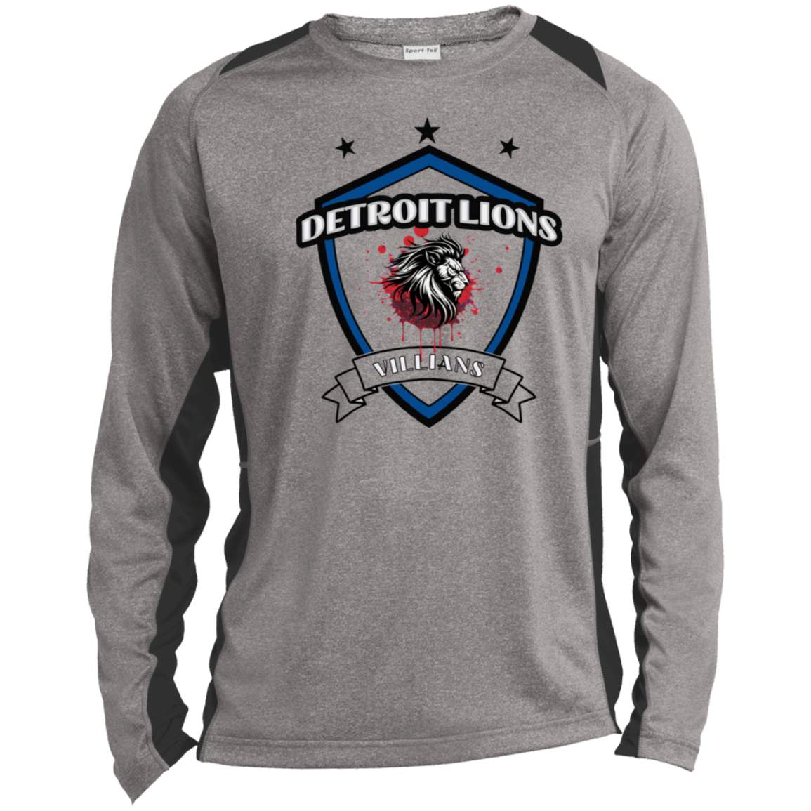 Detroit Lions Villian Long Sleeve Heather Colorblock Performance Tee