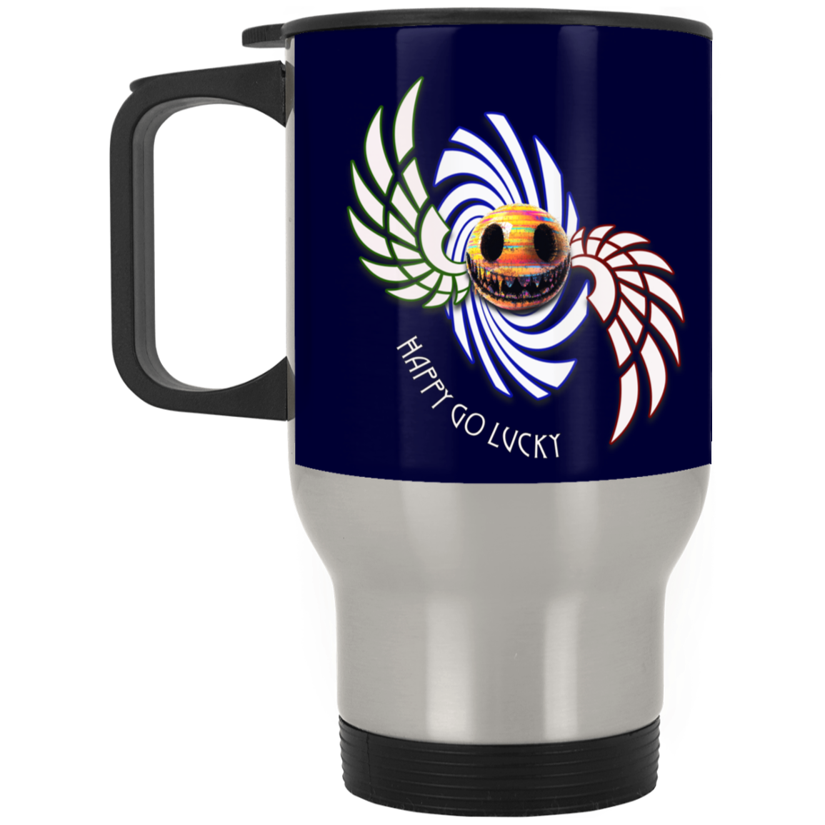 Happy Go Lucky Silver Stainless Travel Mug