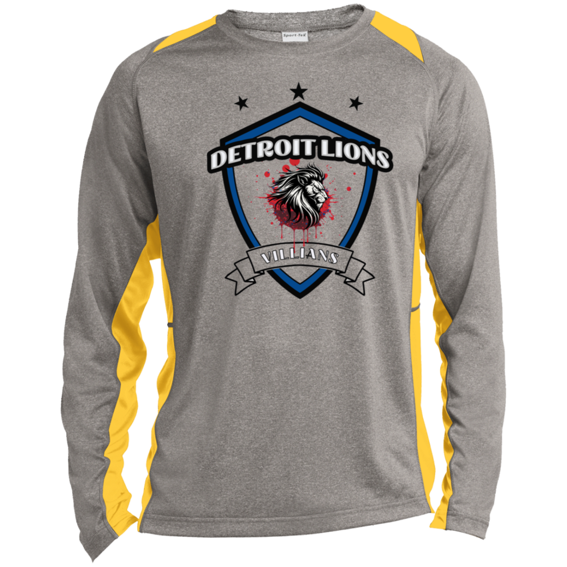 Detroit Lions Villian Long Sleeve Heather Colorblock Performance Tee