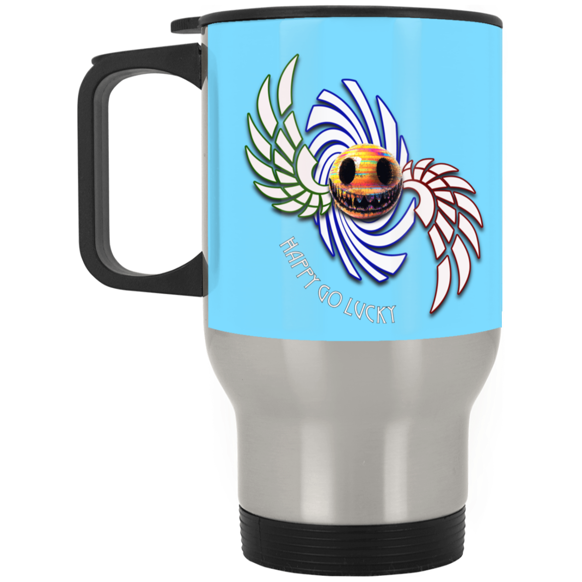 Happy Go Lucky Silver Stainless Travel Mug
