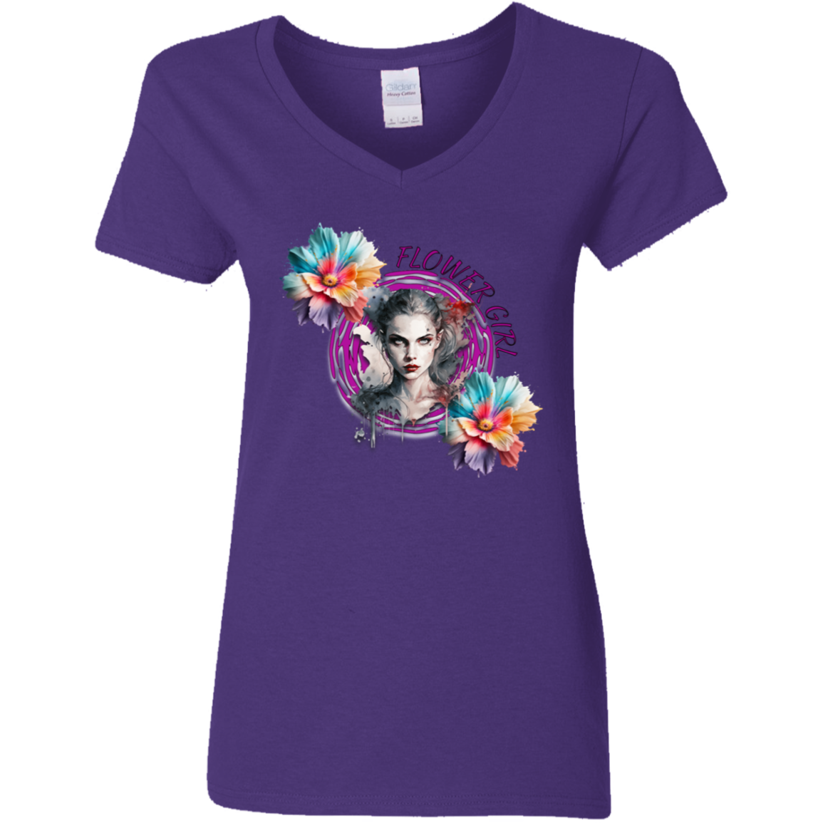 Flower Girl Ladies' 5.3 oz. V-Neck T-Shirt