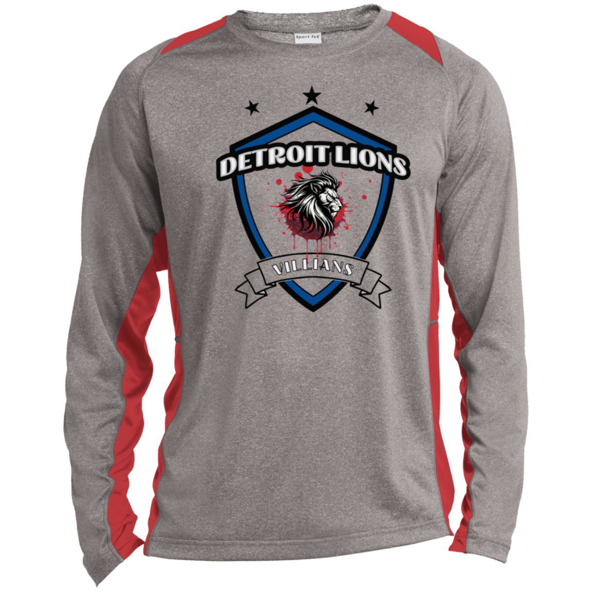 Detroit Lions Villian Long Sleeve Heather Colorblock Performance Tee