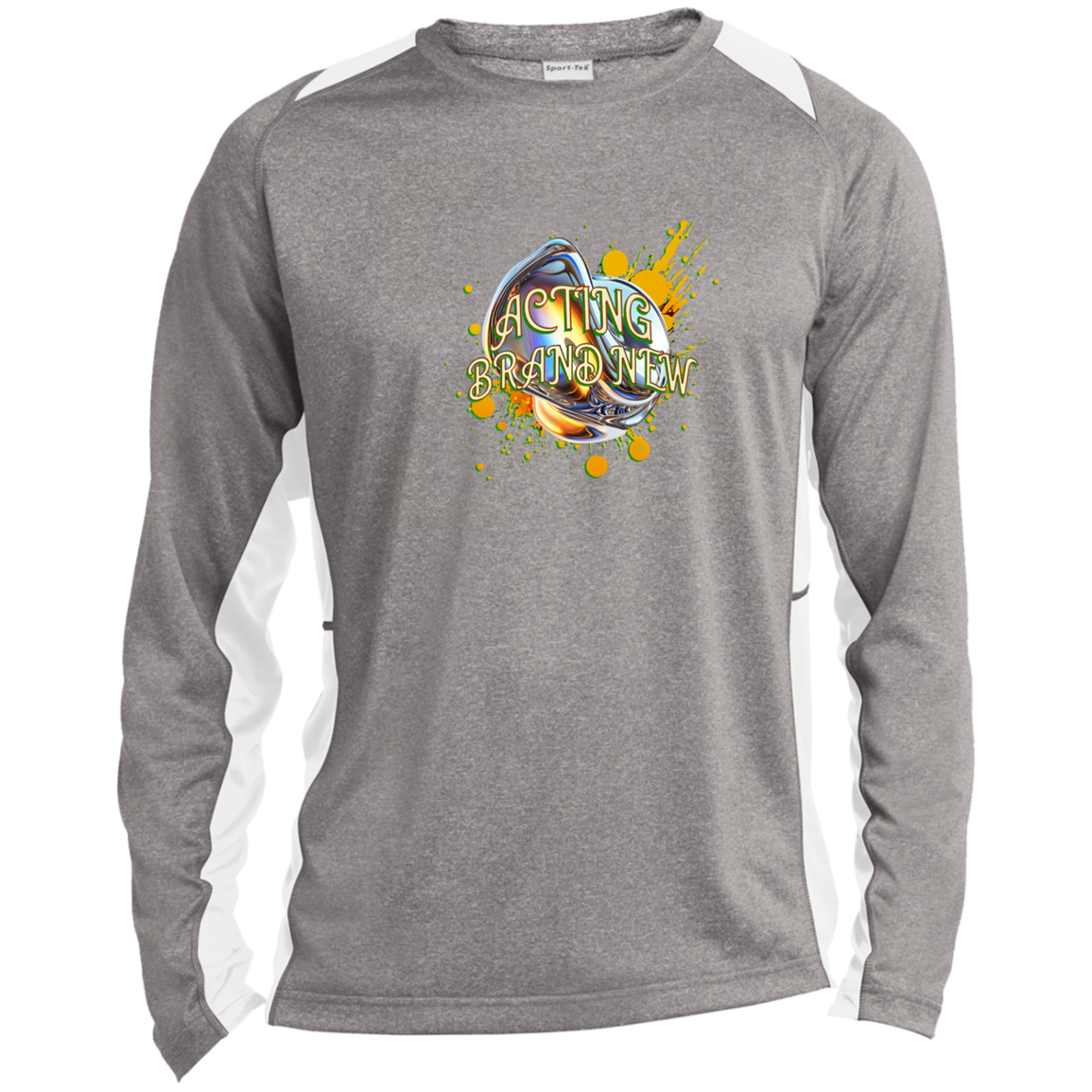 Acting Brand New Long Sleeve Heather Colorblock Performance Tee