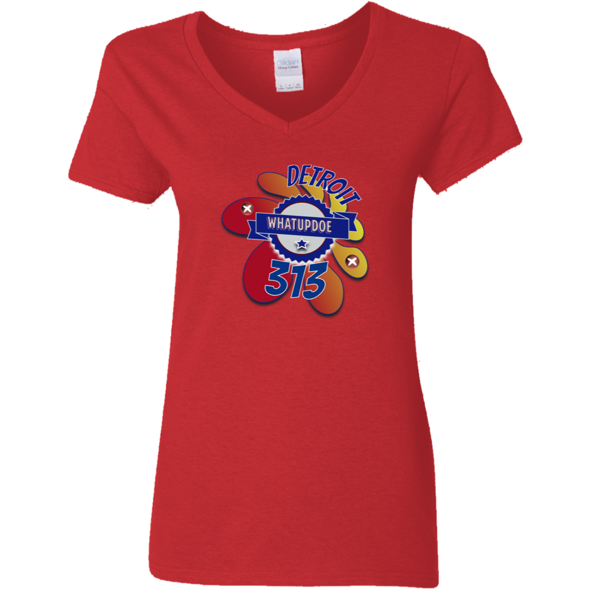 Detroit Whatupdoe 313 Ladies' 5.3 oz. V-Neck T-Shirt