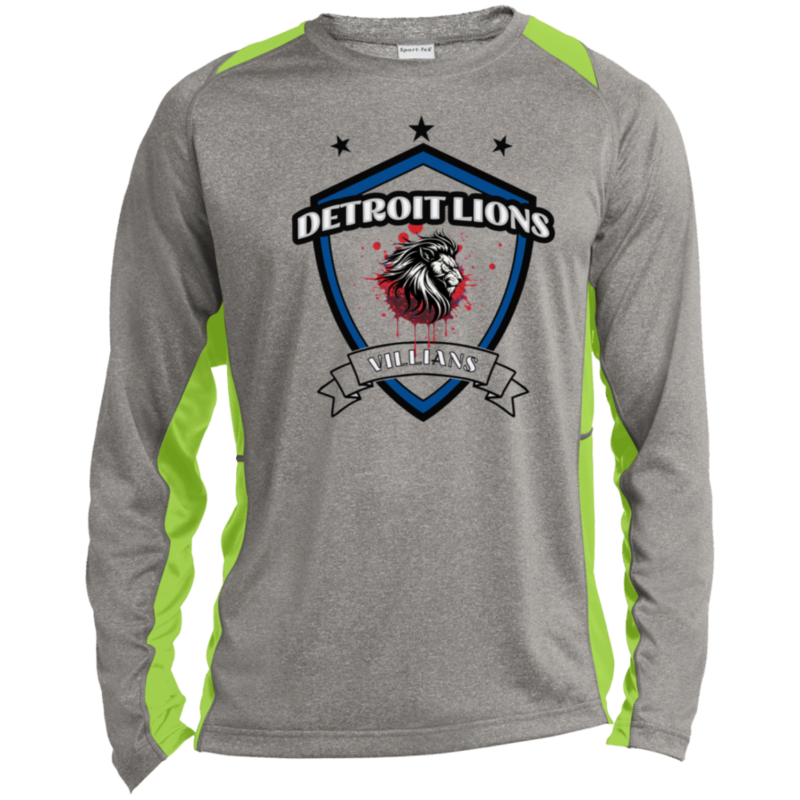 Detroit Lions Villian Long Sleeve Heather Colorblock Performance Tee