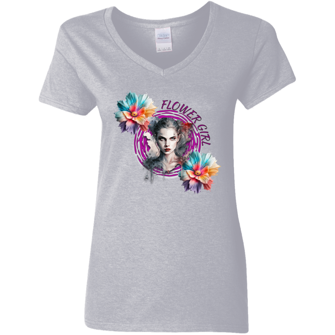 Flower Girl Ladies' 5.3 oz. V-Neck T-Shirt