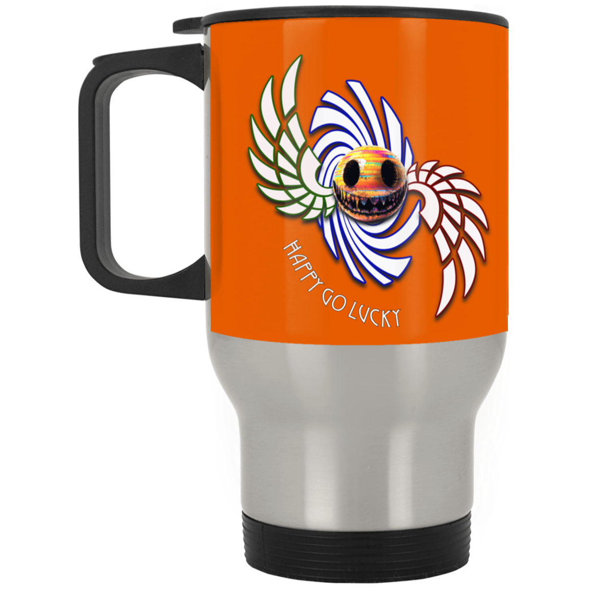 Happy Go Lucky Silver Stainless Travel Mug