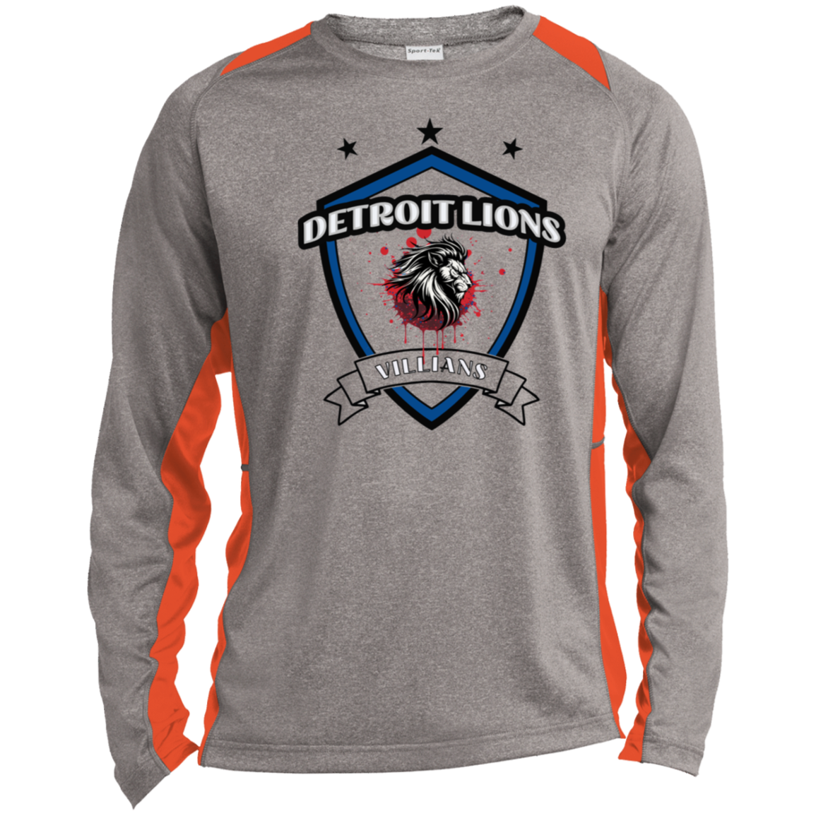 Detroit Lions Villian Long Sleeve Heather Colorblock Performance Tee