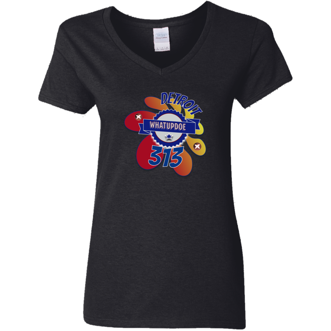 Detroit Whatupdoe 313 Ladies' 5.3 oz. V-Neck T-Shirt