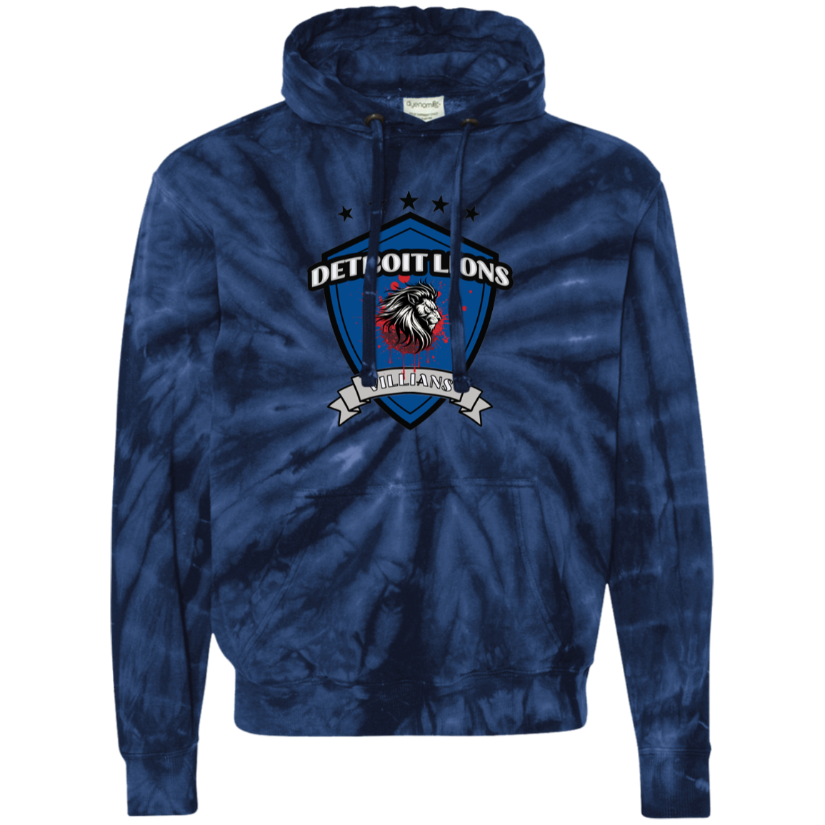 Detroit Lions Vilain Unisex Tie-Dyed Pullover Hoodie