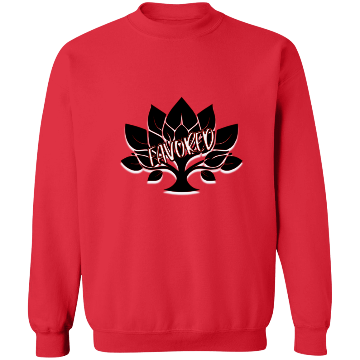 Red Favored Gildan Crewneck Pullover Sweatshirt