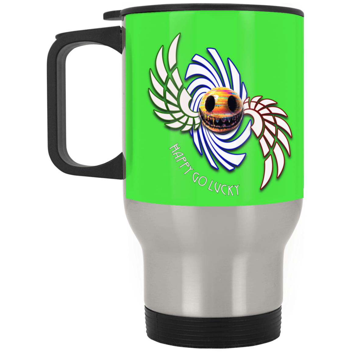 Happy Go Lucky Silver Stainless Travel Mug