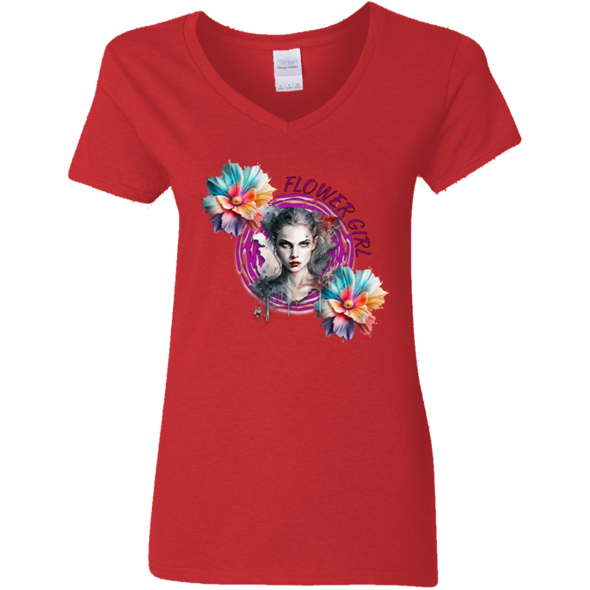 Flower Girl Ladies' 5.3 oz. V-Neck T-Shirt