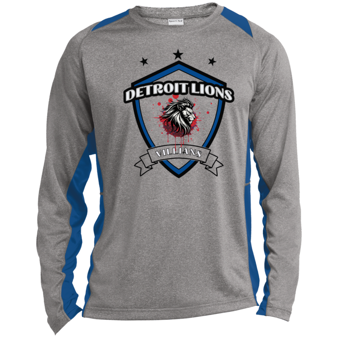 Detroit Lions Villian Long Sleeve Heather Colorblock Performance Tee