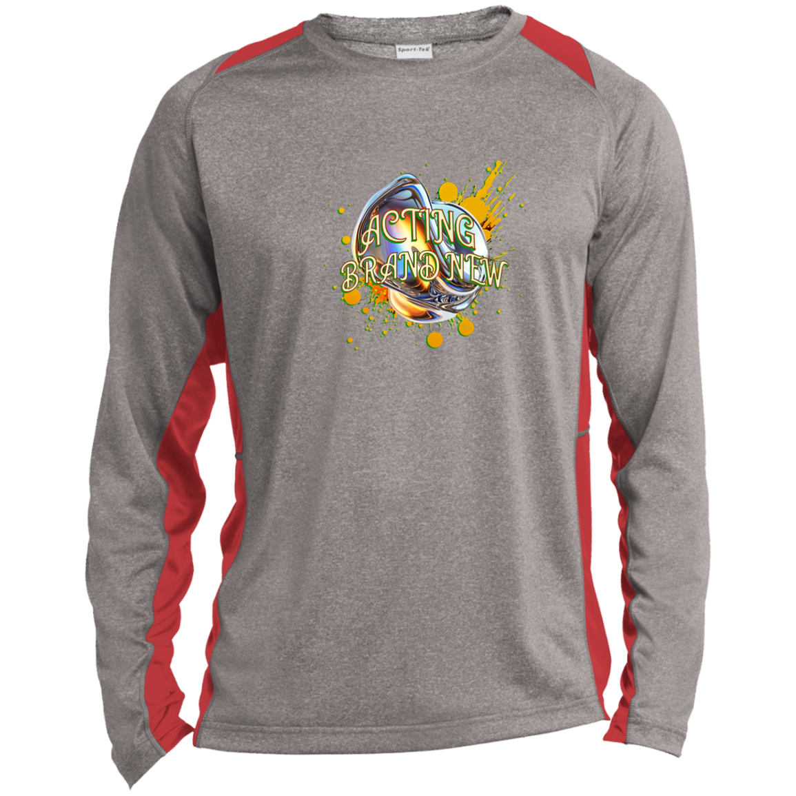 Acting Brand New Long Sleeve Heather Colorblock Performance Tee