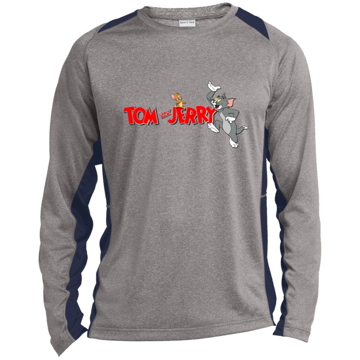 Tom and Jerry Long Sleeve Heather Colorblock Performance Tee