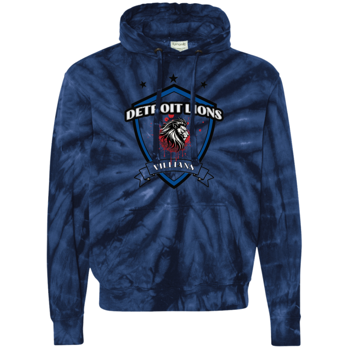 Detroit Lions Villain Unisex Tie-Dyed Pullover Hoodie