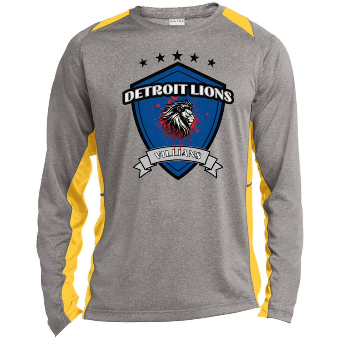 Detroit Lions Villian Long Sleeve Heather Colorblock Performance Tee