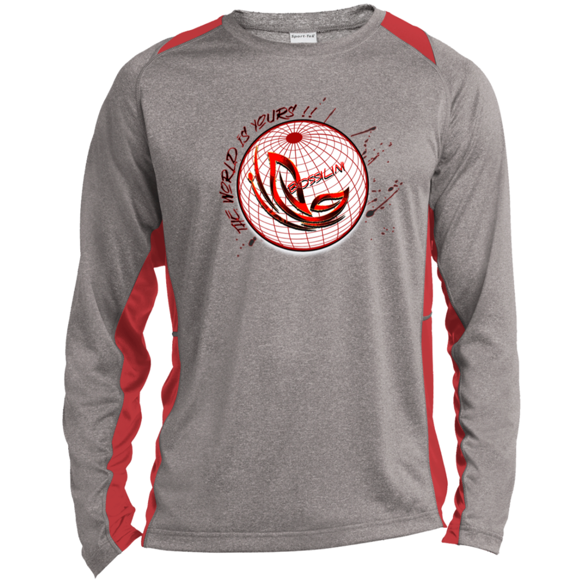 Bossilini Long Sleeve Heather Colorblock Performance Tee
