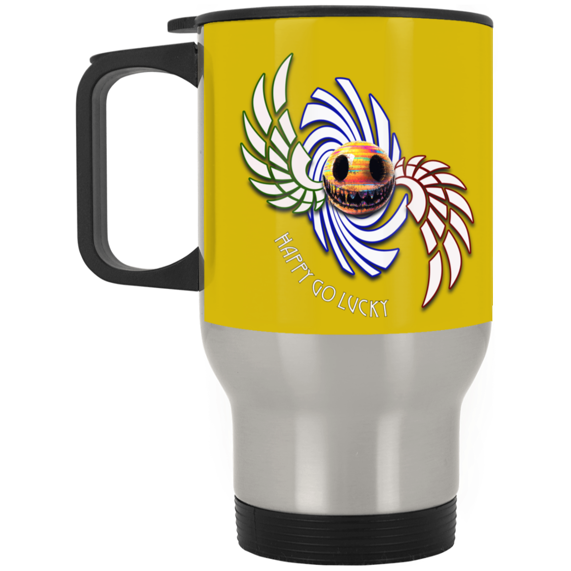 Happy Go Lucky Silver Stainless Travel Mug