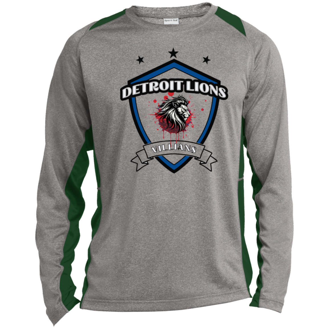 Detroit Lions Villian Long Sleeve Heather Colorblock Performance Tee