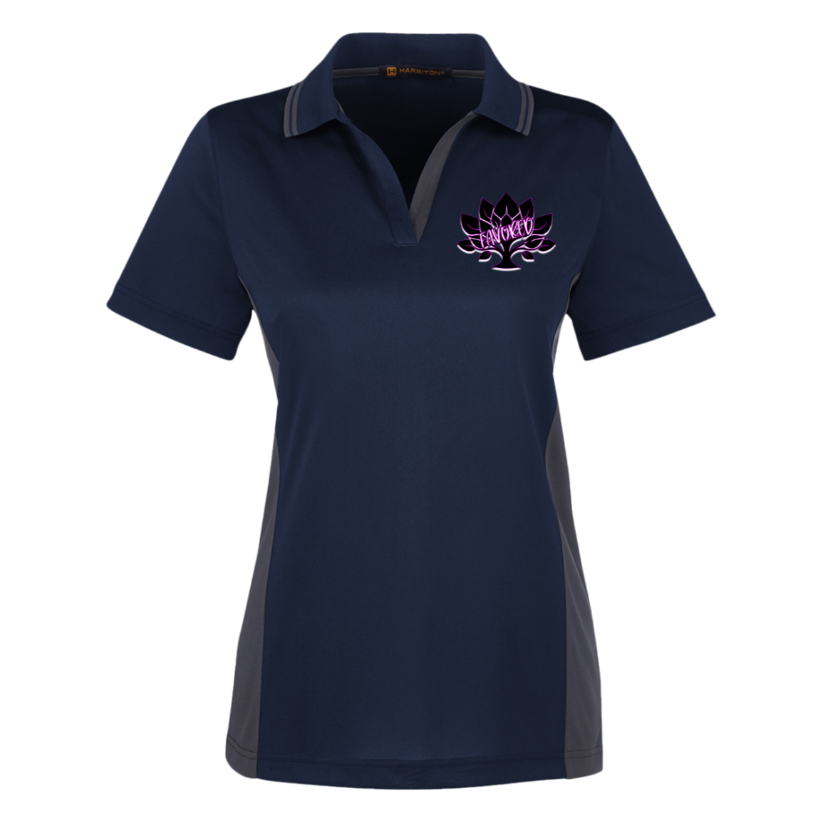 Favored Pink Harriton Women's Colorblock Polo