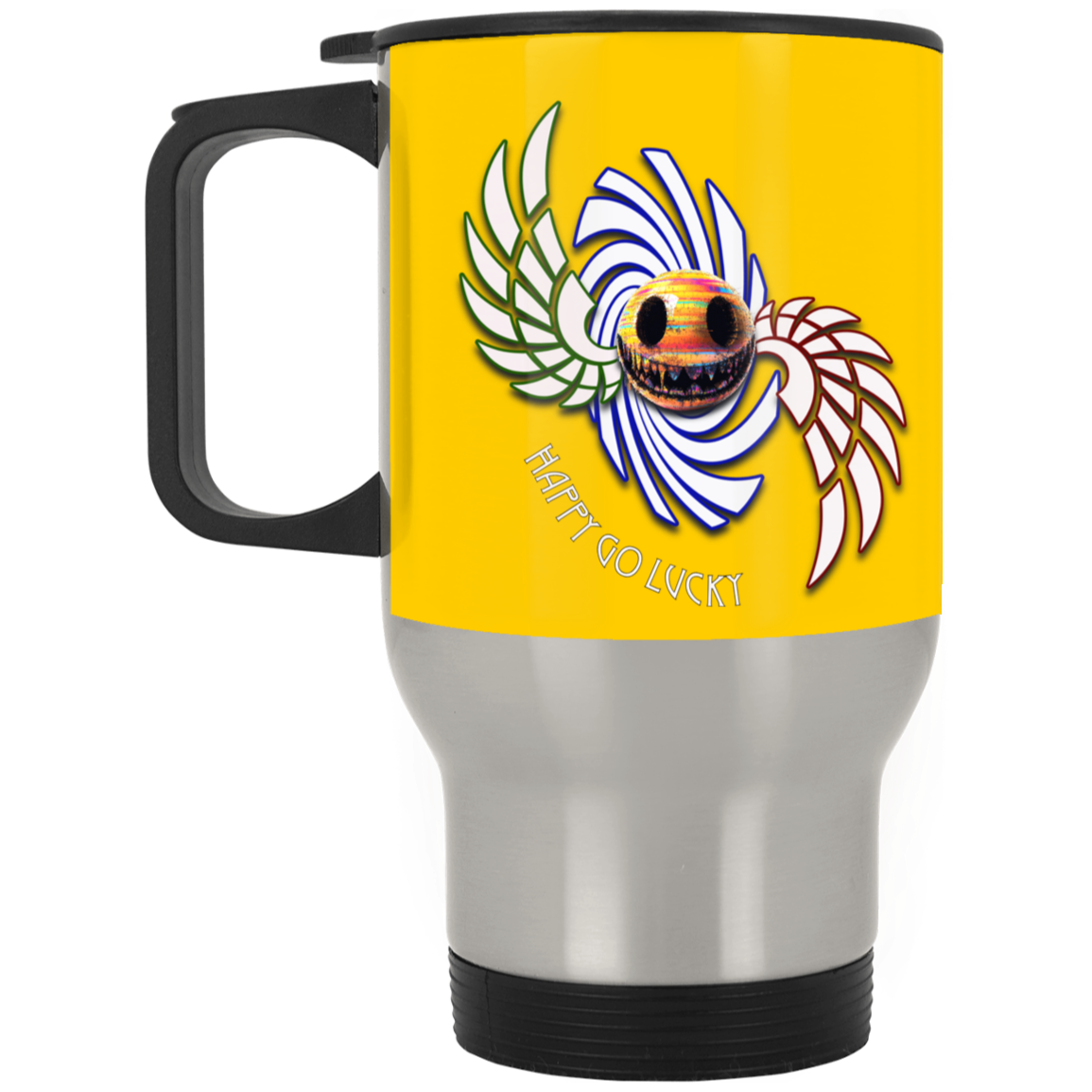 Happy Go Lucky Silver Stainless Travel Mug