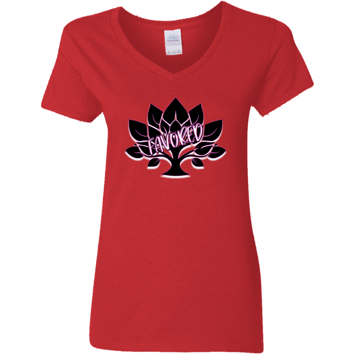 Hot Pink Favored Ladies' 5.3 oz. V-Neck T-Shirt